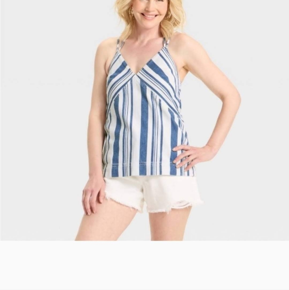 Universal Thread Denim Striped Top - Picture 5 of 10